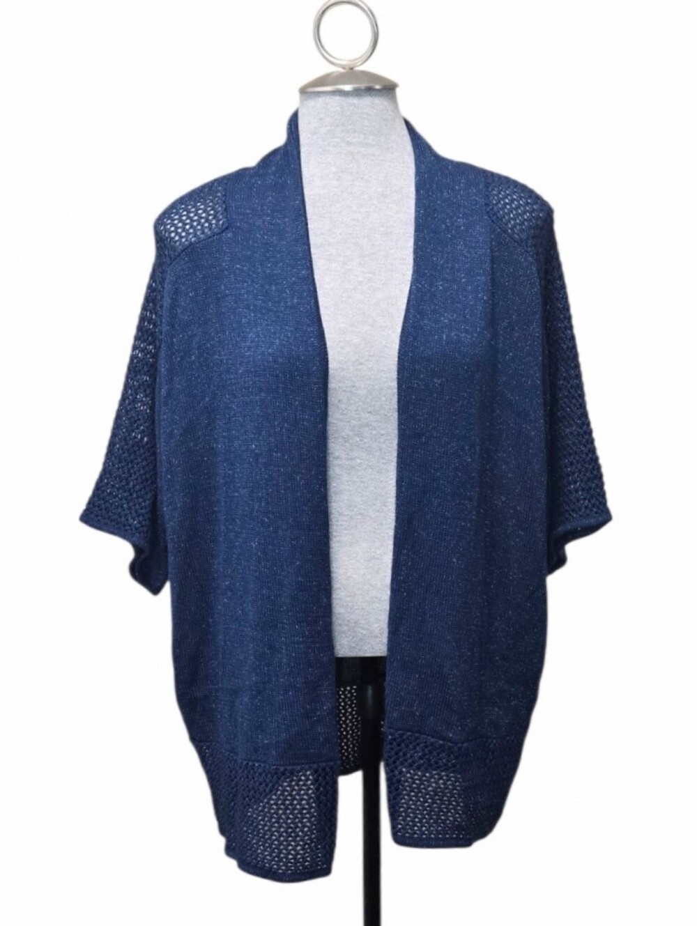 NWT Northern Reflections Blue Metallic Open-Front Cardigan Size Medium